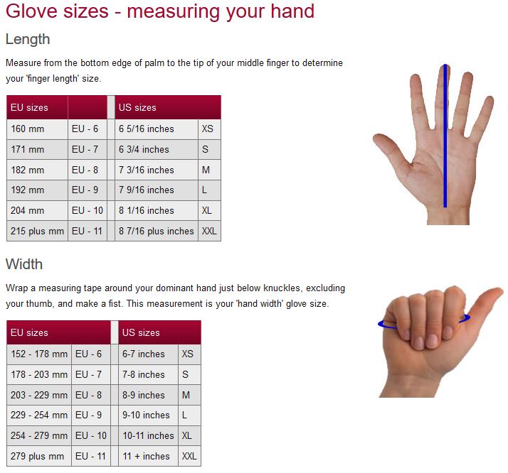 glove sizes