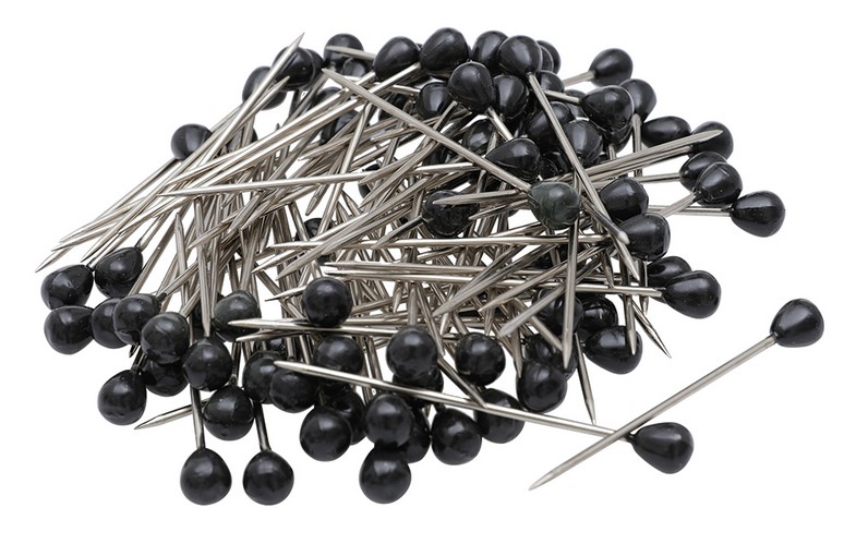 Upholstery : Pins, Fixing, Black Head, 40mm x 4mm Head, 100pcs, #708532