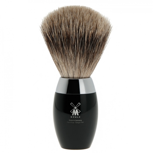 Brush, Shaving, Badger Hair, Synthetic Black Resin Handle, e9912.jpg