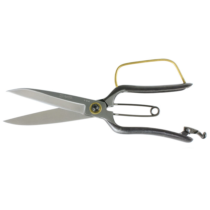 Shears, Shear Action, White Paper Laminated Carbon Steel, 120mm Blades, with Hand Guard, with Leather Belt Loop Case, Overall f3148.jpg