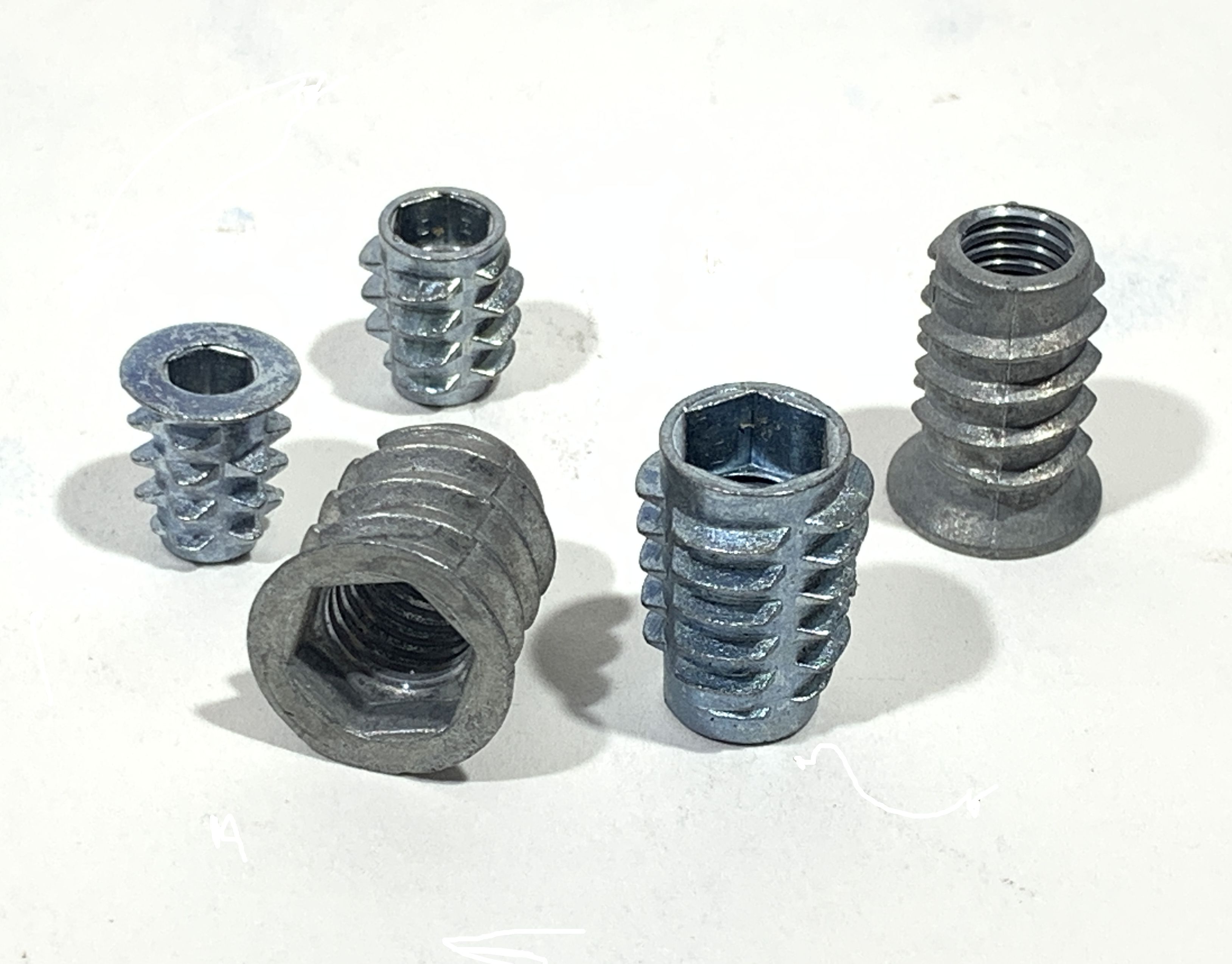 Knock Down Hardware Insert, Threaded, Zinc Alloy