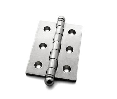 Hinge, Butt with Finial, Full Mortise, Stainless Steel, 2 inches (50.8mm) x 1 1/2 inches (38.10mm), Pair, #CB-407BS h7138.jpg