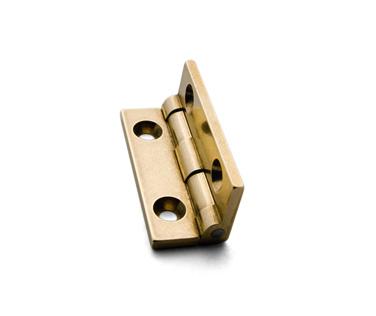 Hinge, Butt, 95 degree Stopped, Brass, 1 1/4 inches (31.75mm) long x 1/2 inches (12.70mm) wide, Pair, #JB-102 h7182.jpg