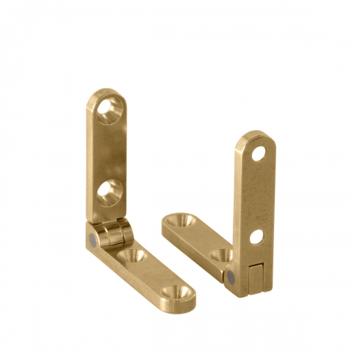 Hinge, Side Rail, 95 degree Stopped, Brass, 1 3/8 inch (34.93mm) x 5/16 inch (7.94mm), Pair, with Screws, #SR-638 h7192.jpg
