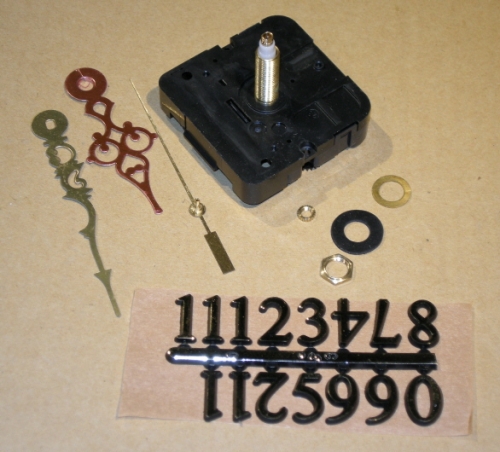 Clock, Quartz, Takane, Concealed Movement, WITH numerals, WITH hands & GOLD second sweep hand p4007.jpg