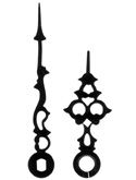 Hands, Hour & Minute Set, for Quartz Clock Movement, Minute hand - mount hole to tip 52mm, for 90mm to 125mm DIALS, BLACK, p4064.jpg