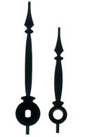 Hands, Hour & Minute Set, for Quartz Clock Movement, Minute hand - mount hole to tip 57mm, for 90mm to 125mm DIALS, BLACK, Typ p4068.jpg