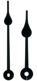 Hands, Hour & Minute Set, for Quartz Clock Movement, Minute hand - mount hole to tip 89mm, for 150mm to 210mm DIALS, BLACK, Ty p4086.jpg