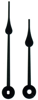 Hands, Hour & Minute Set, for Quartz Clock Movement, Minute hand - mount hole to tip 103mm, for 150mm to 210mm DIALS, BLACK, T p4087.jpg