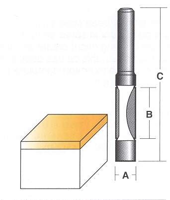 Bit, Router, Flush Trimming, TCT, 1/4 inch Shank, 8mm diam., 20.6mm Flute_product resized/r0188_126x107.jpg