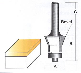 Bit, Router, Flush & Bevel Trimming, TCT, Dual Flute, Bearing, 1/4 inch Shank r0256.jpg