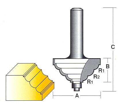 Bit, Router, Edge Forming, Triple Cove, with Bearing, TCT, Dual Flute r1080.jpg