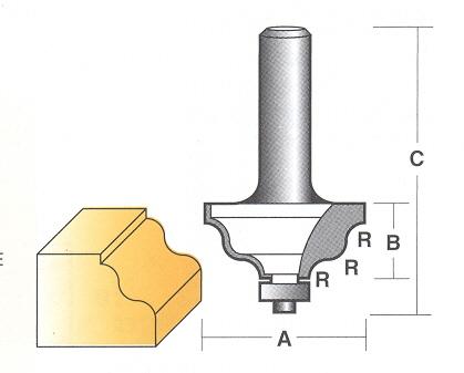 Bit, Router, Edge Forming, Double Roman Ogee, Dual Flute, TCT, with bearing r1618.jpg