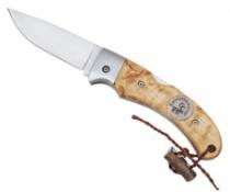Knife, Folding Blade, Nordic Style, Masur Birch Handle, Large, Stainlss Steel, Blade 70 x 2.7, Overall 195mm, 135 gms,     #709604