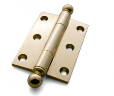 Box Hinges : Hinge, Quadrant, Brass, stayed at 95 degrees, each leaf 1 inch  (25.40mm) x 1 inch (25.40mm), Pair, #HD-638