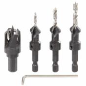 Drill/Countersink/Counterbore, Set, with Brad Point Bits, 3,4 and 5mm, Plug Cutter 12mm,   #717219