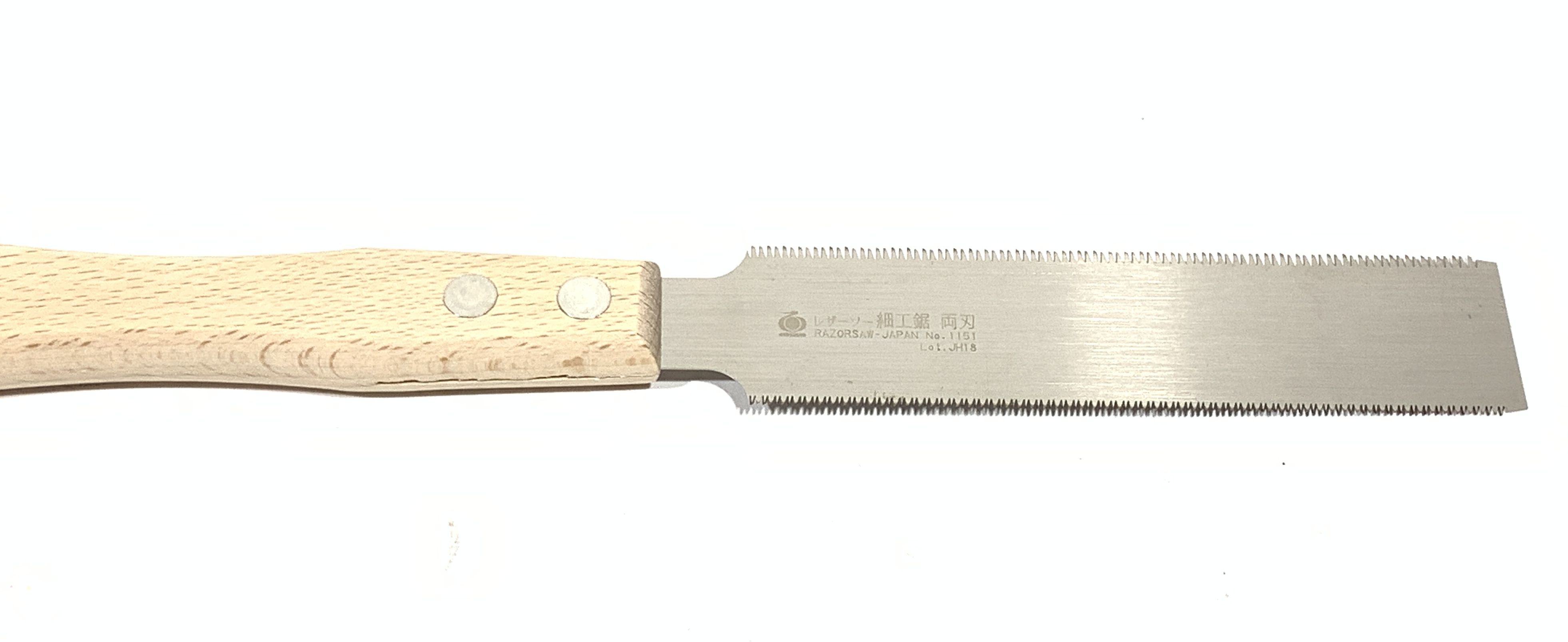 Saw, Japanese, Mini Flush Cut, Two Sided, Blade 0.3 x 125, Overall 270mm, Crosscut Teeth, Pitch 1.0mm and 1.3mm, Hardwood Hand t1373.jpg